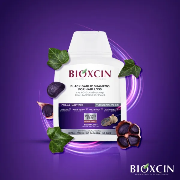 Bioxcin Black Garlic szampon na wypadanie włosów 300 ml – bez siarczanów
